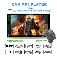 7" Mp5 Player 2 Din Car Radio K9b Bluetooth Stereo Audio Rds Fm Radio Tuner Mirror Link Steering Wheel Remote Control Autoradio